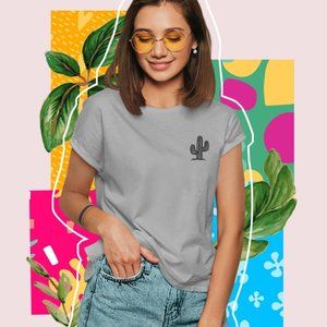 Cactus TShirt Plant Shirt Pocket Tee Shirt Tumblr Tops Printed Funny Graphic Tee